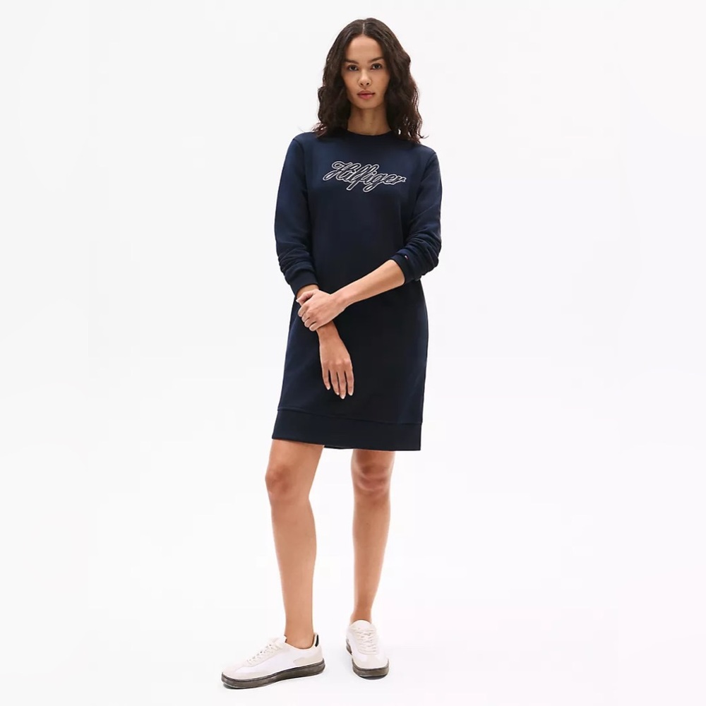 Tommy Hilfiger Script Logo Sweatshirt Dress Size Large.